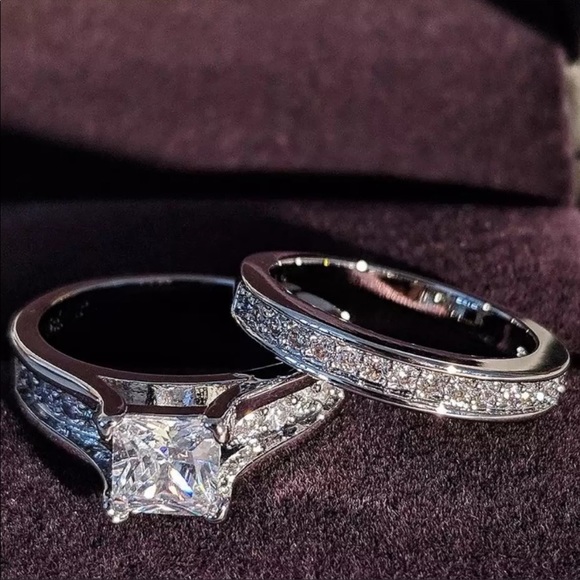 Jewelry - DIAMOND 925 STERLING SILVER ENGAGEMENT SET RING